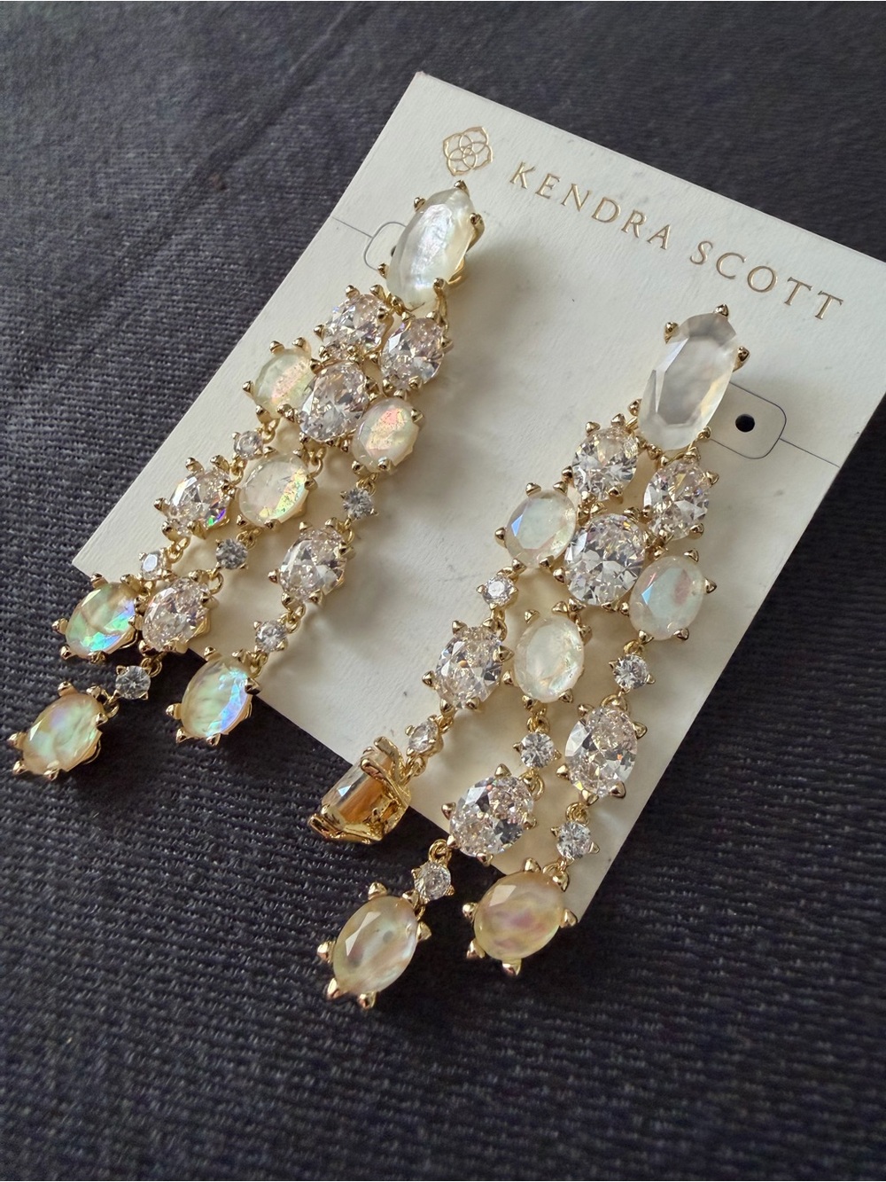 Kendra Scott Cailin Gold Statement Drop Earrings NWT - Picture 5 of 13